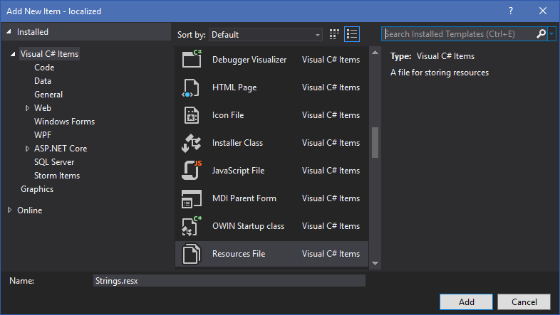 what happened to visual studio resx files