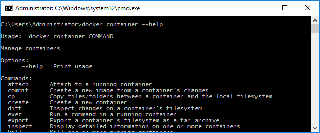 Cmd running in a container